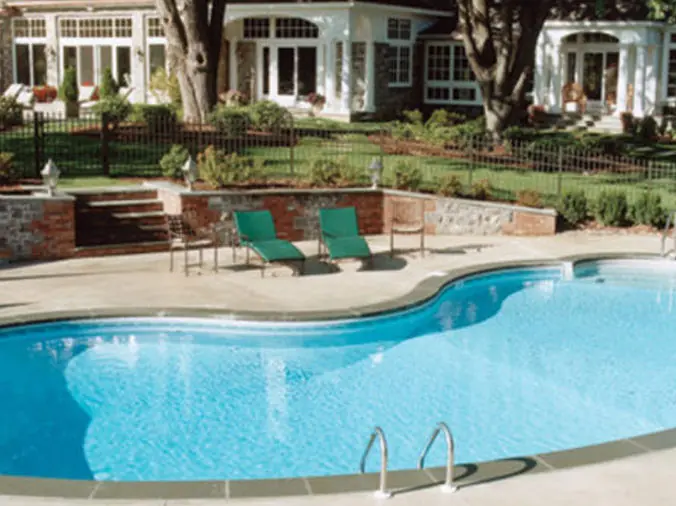 Back yard swiming pool kidney shaped