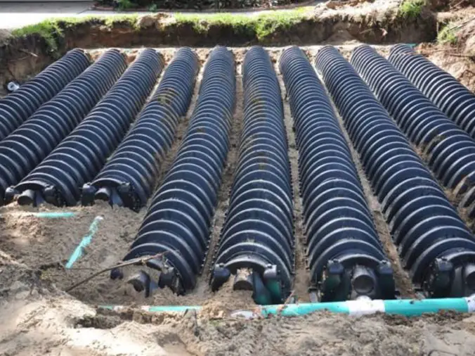 Closeup of in ground septic system